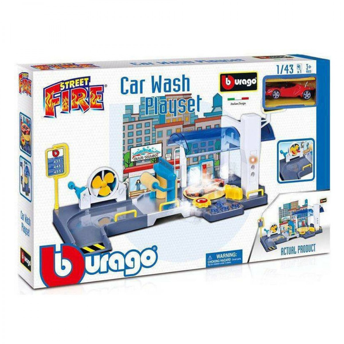 BURAGO 1/43 STR. FIRE WASH PLAY SET 30406