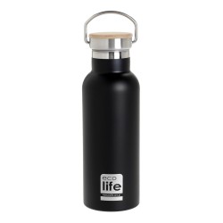 ECO LIFE ΜΕΤΑΛΛΙΚΟΣ ΘΕΡΜΟΣ ΜΑΥΡΟΣ BAMBOO LID 33-BO-3028 (500 ML)