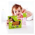 HAPE HAPPY PUZZLES ΞΥΛΙΝΟ ΠΑΖΛ ΚΥΒΟΙ FARM ANIMAL BLOCK E1618