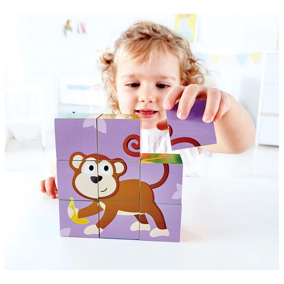 HAPE HAPPY PUZZLES ΞΥΛΙΝΟ ΠΑΖΛ ΚΥΒΟΙ JUNGLE ANIMAL BLOCK E1619