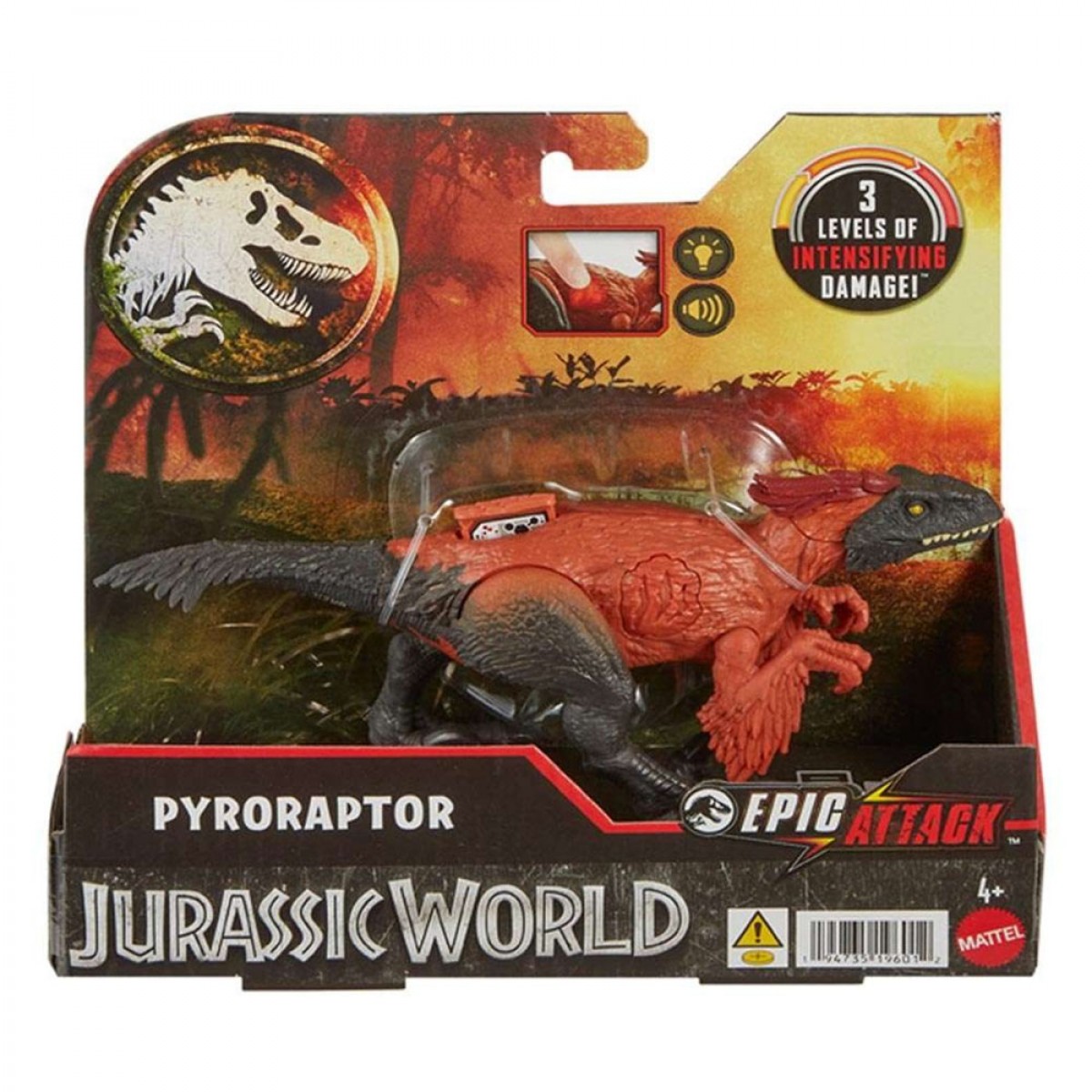 MATTEL JURASSIC WORLD - EPIC ATTACK PYRORAPTOR HTP67