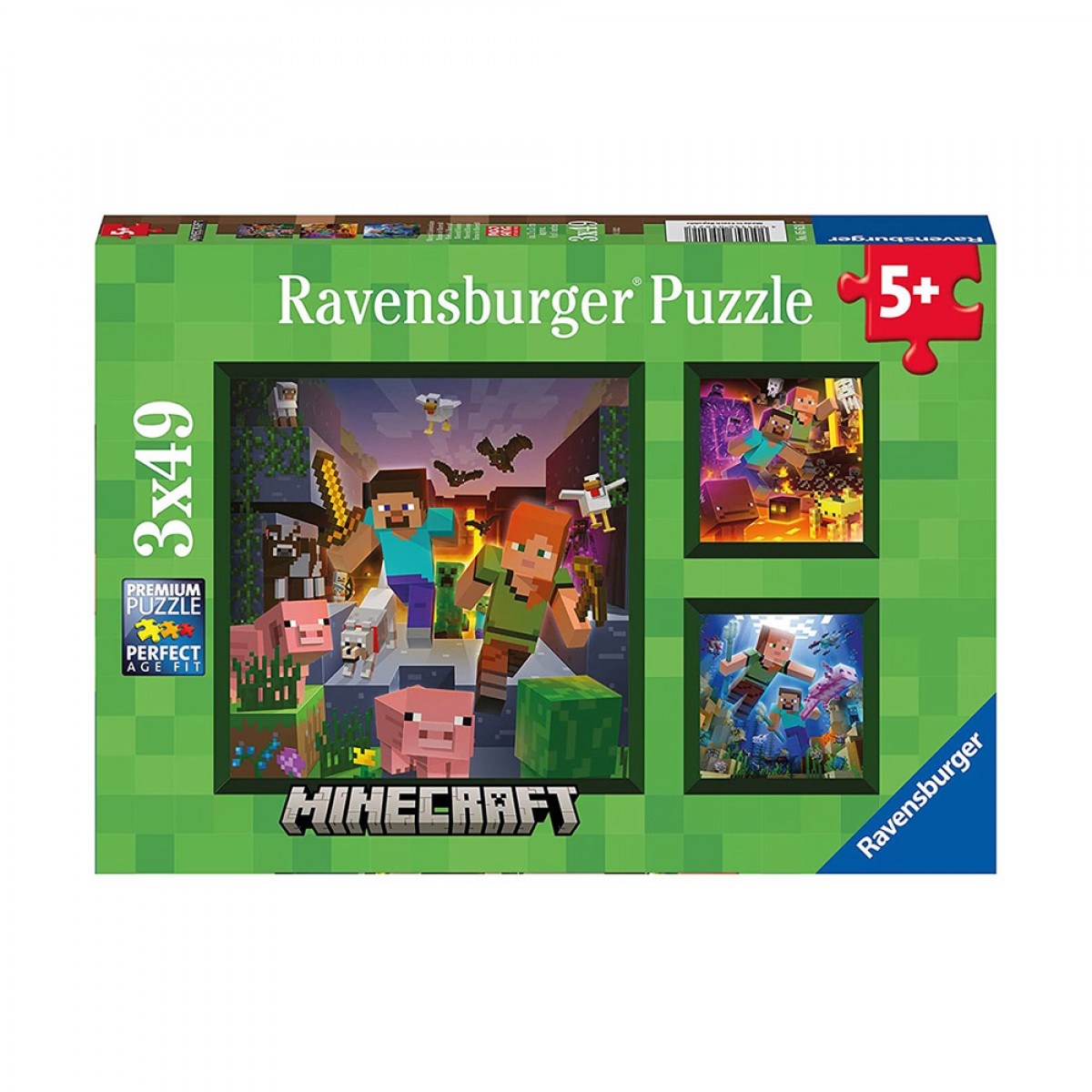 RAVENSBURGER 3 ΠΑΖΛ 49 ΤΕΜΑΧΙΩΝ MINECRAFT BIOMES 05621