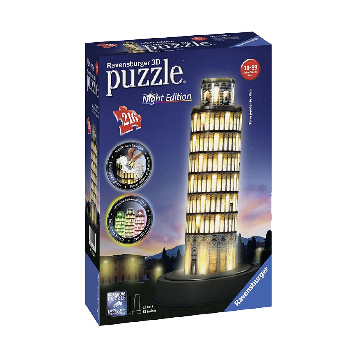 RAVENSBURGER 3D ΠΑΖΛ NIGHT ΠΥΡΓΟΣ ΤΗΣ ΠΙΖΑΣ LED 12515 (216 ΤΕΜ.)